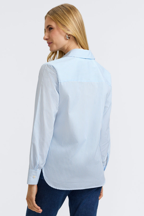 Foxcroft Meghan Striped Floral Long Sleeve Shirt