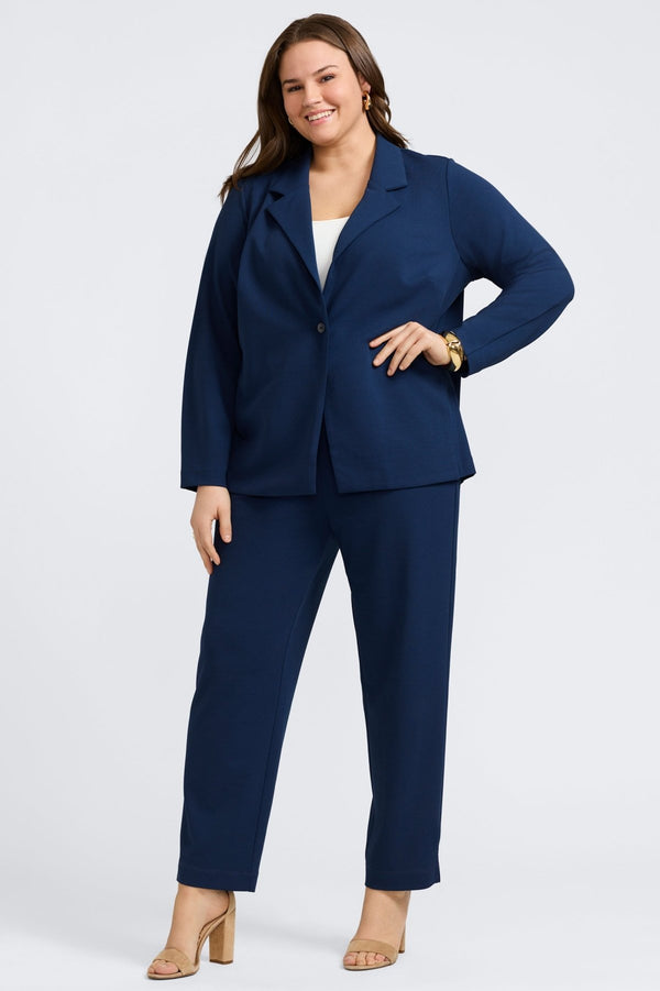 Foxcroft Morgan Plus Knit Crepe Long Sleeve Blazer