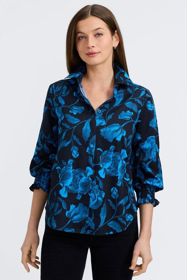 foxcroft Olivia Midnight Rose 3/4 Sleeve Shirt