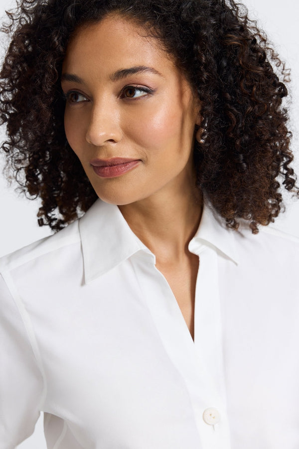 Foxcroft Paityn No Iron Pinpoint 3/4 Sleeve Shirt