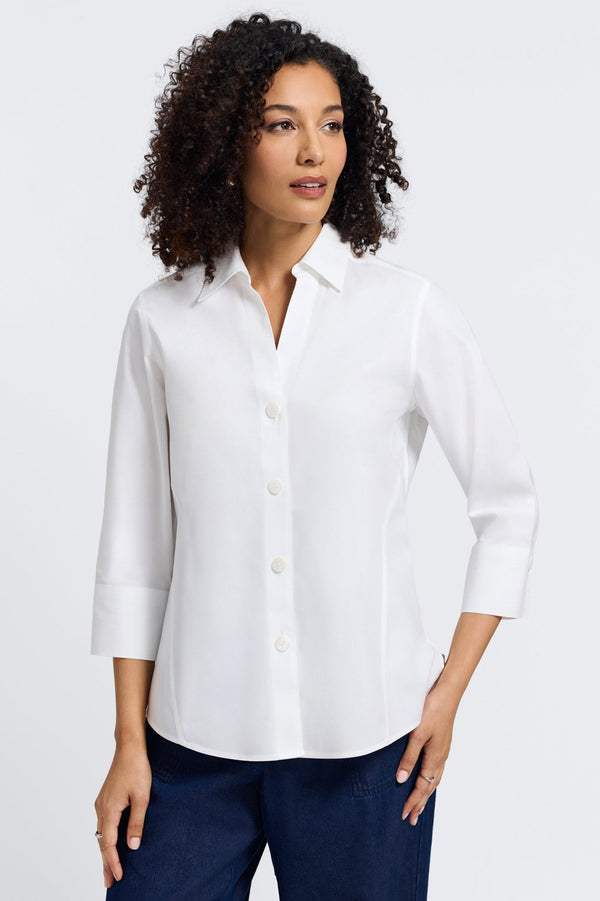 foxcroft Paityn No Iron Pinpoint 3/4 Sleeve Shirt