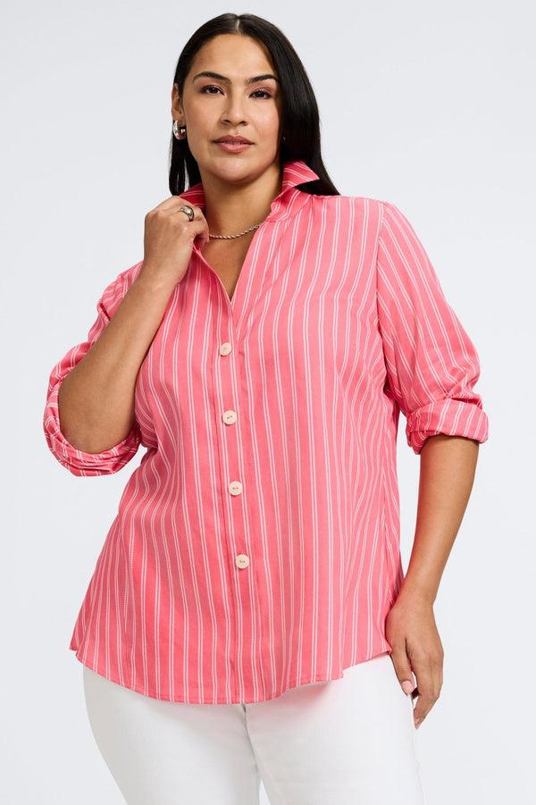 Foxcroft Paityn Plus Rope Stripe Long Sleeve Shirt