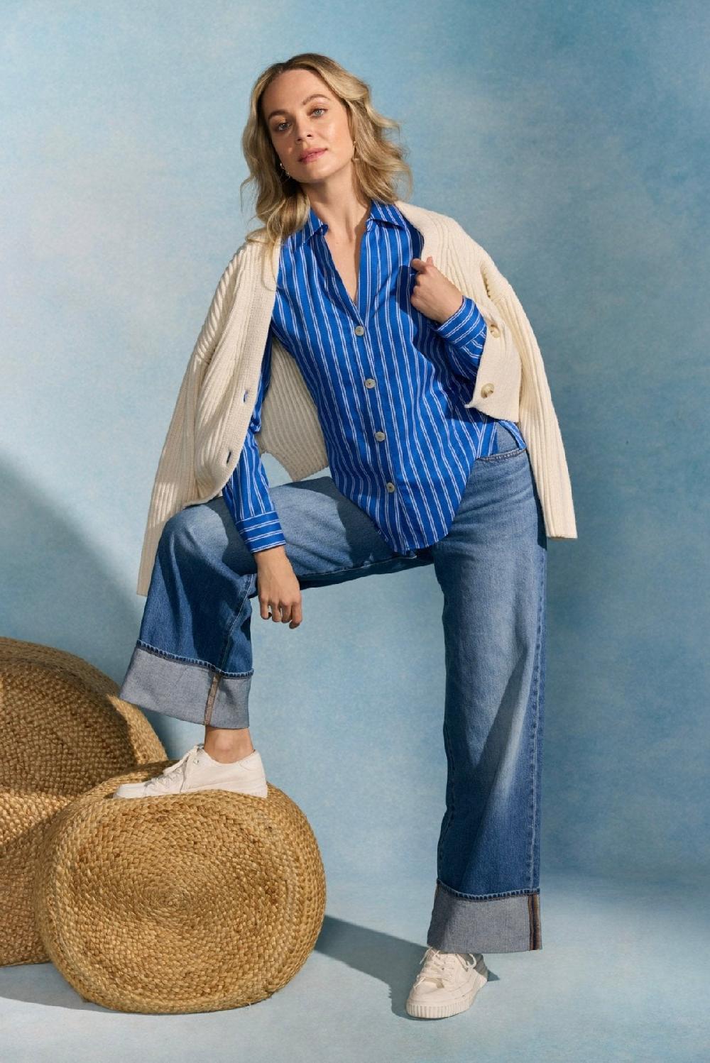 foxcroft Paityn Rope Stripe Long Sleeve Shirt