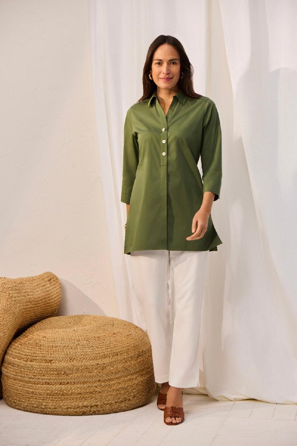 Foxcroft Pamela No Iron Stretch 3/4 Sleeve Tunic