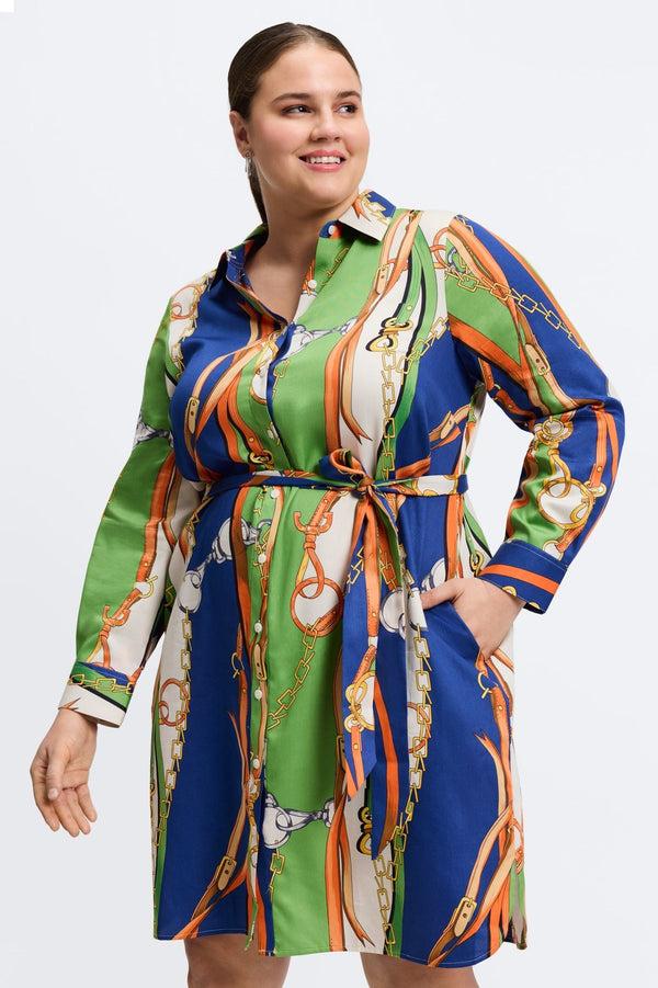 Foxcroft Rocca Plus Status Chain Long Sleeve Dress