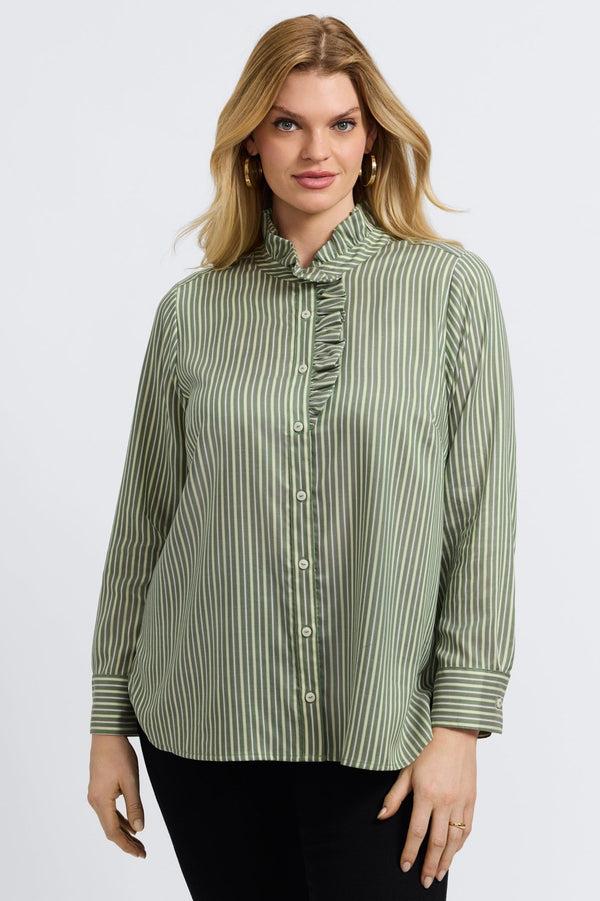 foxcroft Sadie Plus Mini Stripe Long Sleeve Shirt