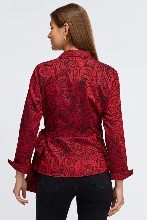 Foxcroft Salina Paisley Jacquard Long Sleeve Shirt