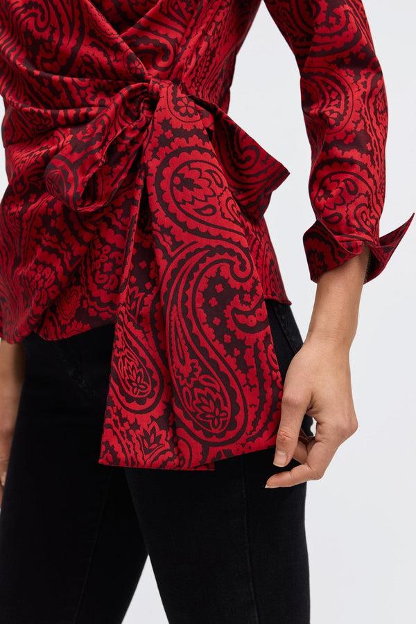 Foxcroft Salina Paisley Jacquard Long Sleeve Shirt