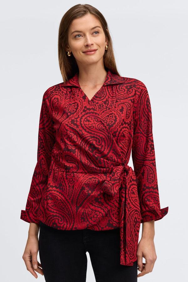 foxcroft Salina Paisley Jacquard Long Sleeve Shirt