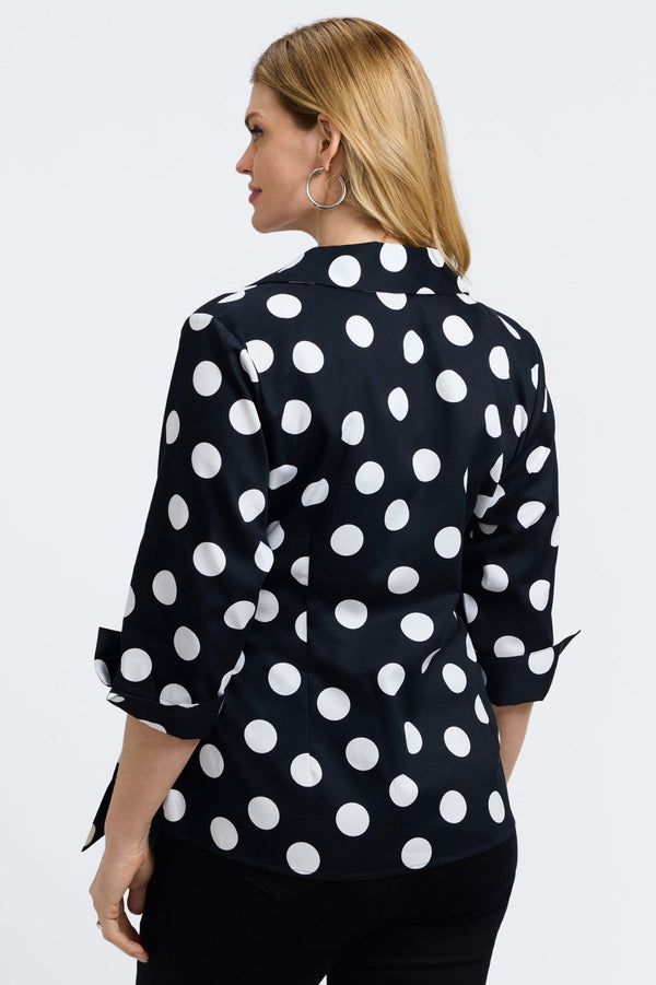 Foxcroft Salina Plus Polka Dot 3/4 Sleeve Shirt