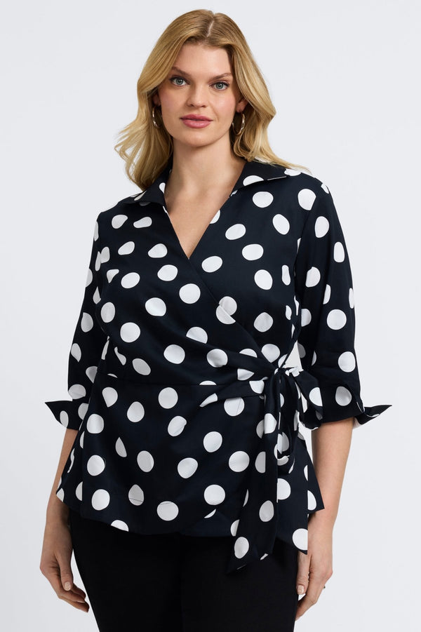 foxcroft Salina Plus Polka Dot 3/4 Sleeve Shirt