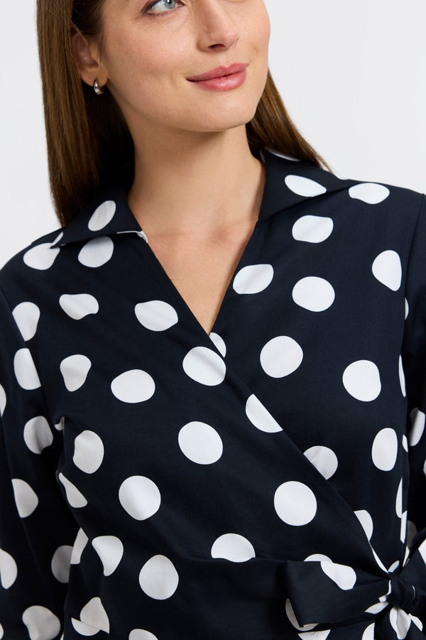 Foxcroft Salina Polka Dot 3/4 Sleeve Shirt