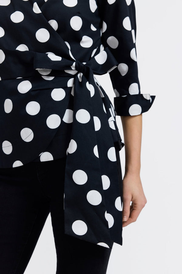 Foxcroft Salina Polka Dot 3/4 Sleeve Shirt