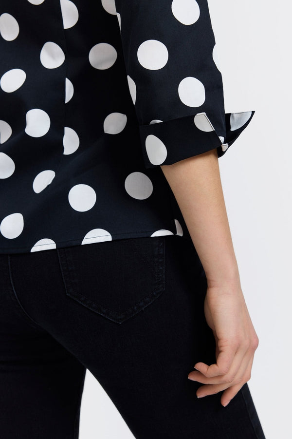 Foxcroft Salina Polka Dot 3/4 Sleeve Shirt
