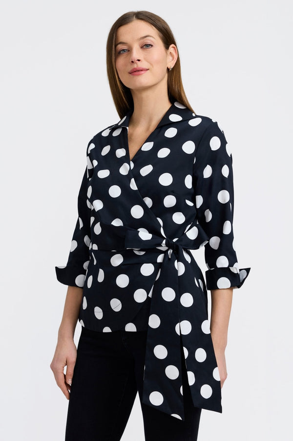 foxcroft Salina Polka Dot 3/4 Sleeve Shirt