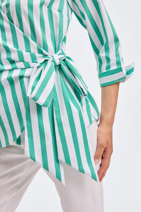 Foxcroft Salina Springtime Stripe 3/4 Sleeve Shirt