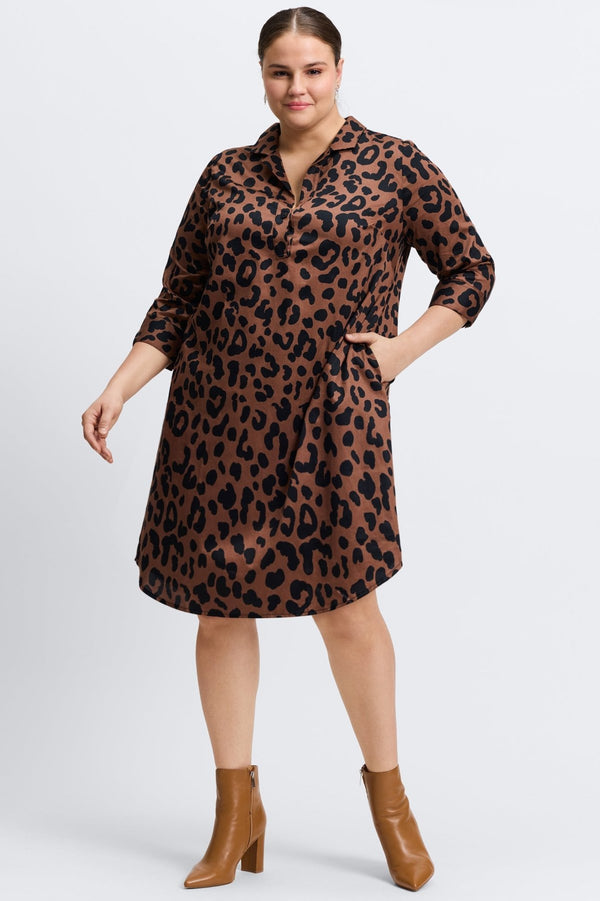 Foxcroft Sloane Plus Cheetah 3/4 Sleeve Dress