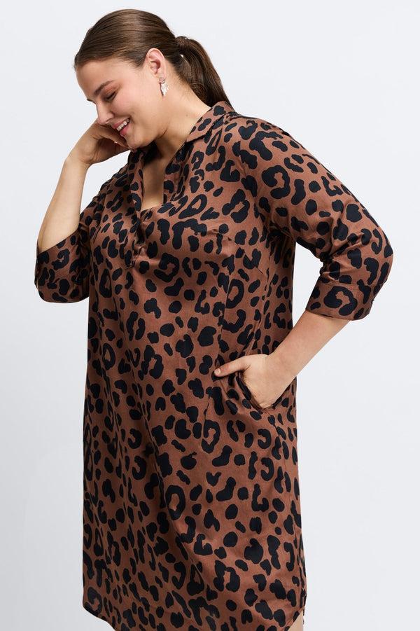 Foxcroft Sloane Plus Cheetah 3/4 Sleeve Dress