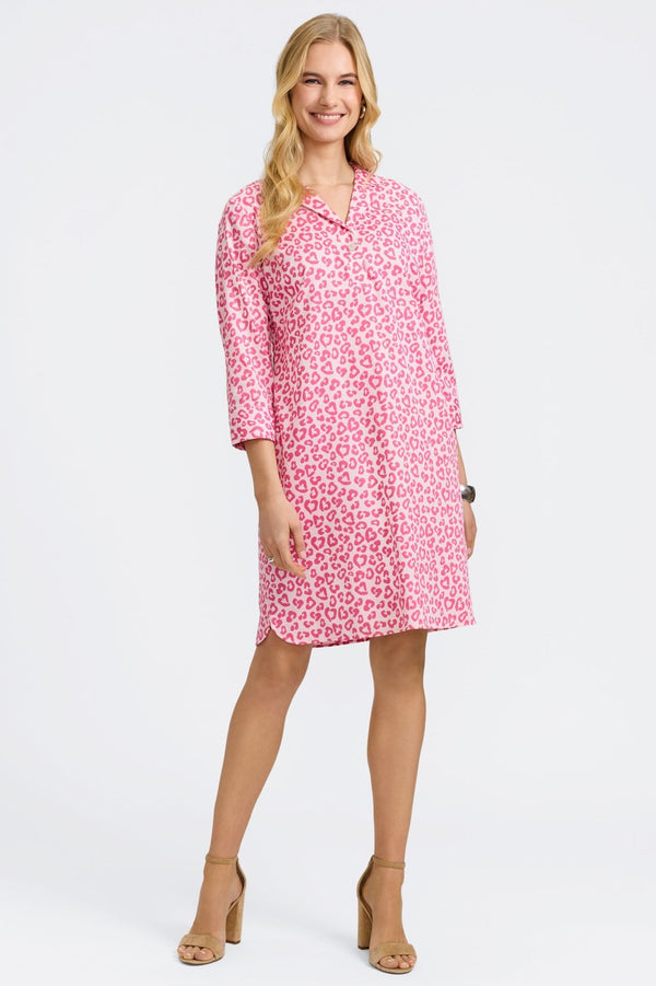 Foxcroft Sloane Tonal Cheetah 3/4 Sleeve Dress