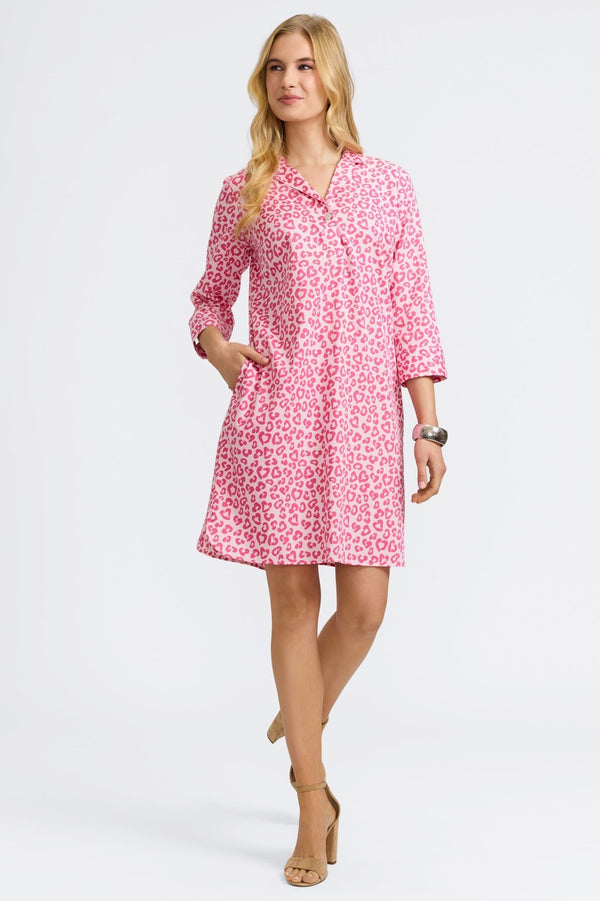 foxcroft Sloane Tonal Cheetah 3/4 Sleeve Dress