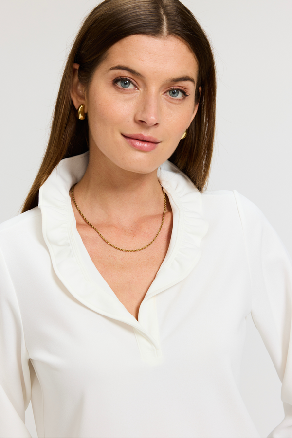 Foxcroft Tammy Knit Crepe 3/4 Sleeve Popover Shirt