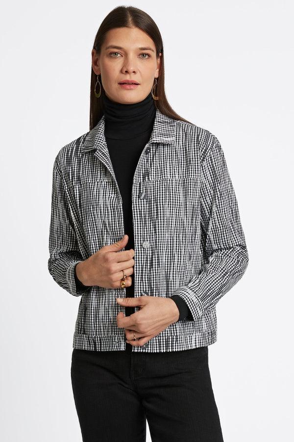 Foxcroft Thelma Crinkle Long Sleeve Jean Jacket