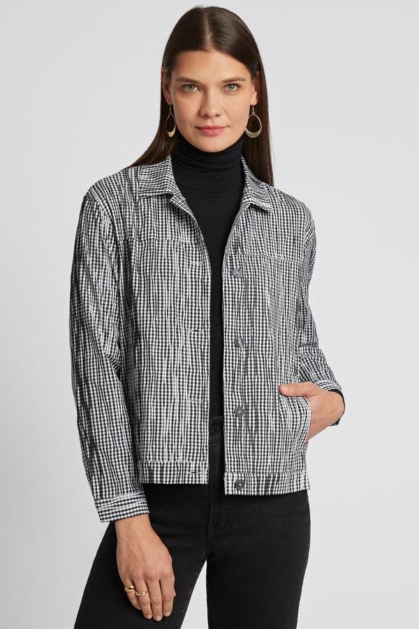 Foxcroft Thelma Crinkle Long Sleeve Jean Jacket
