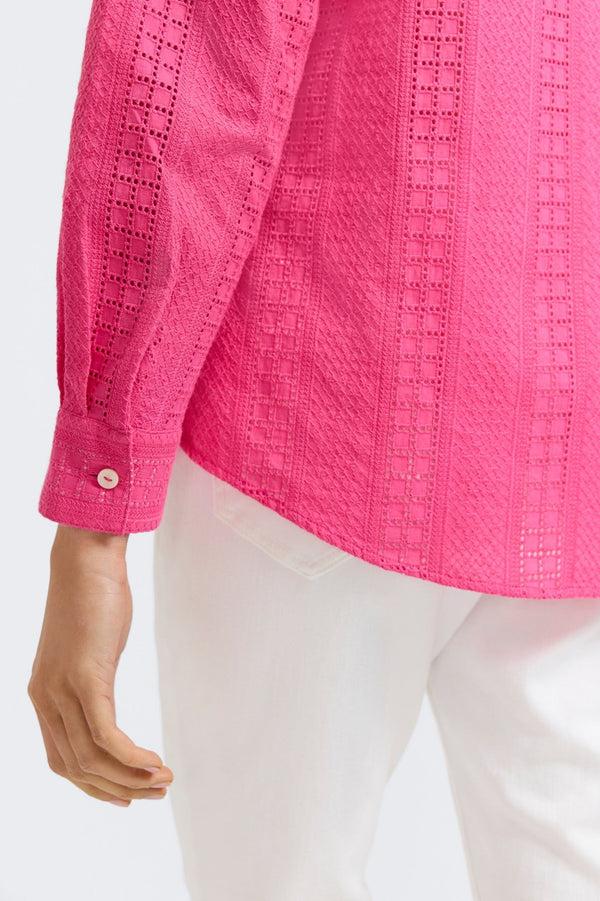 Foxcroft Zoey Cotton Eyelet Long Sleeve Shirt