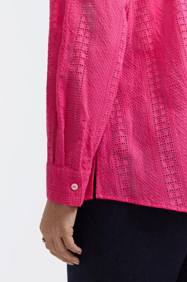 Foxcroft Zoey Plus Cotton Eyelet Long Sleeve Shirt