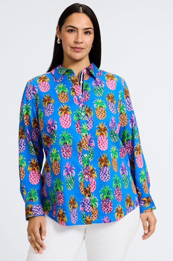 foxcroft Zoey Plus Pineapple Long Sleeve Shirt
