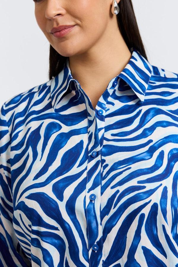 Foxcroft Zoey Plus Tonal Zebra Long Sleeve Shirt