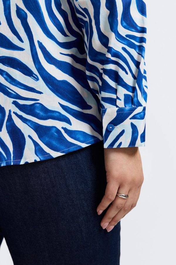 Foxcroft Zoey Plus Tonal Zebra Long Sleeve Shirt