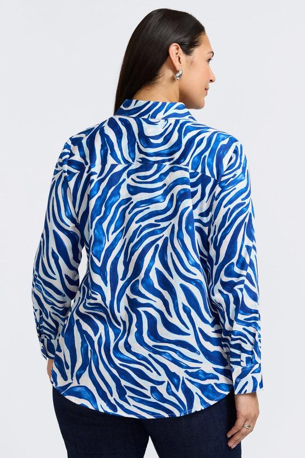 Foxcroft Zoey Plus Tonal Zebra Long Sleeve Shirt