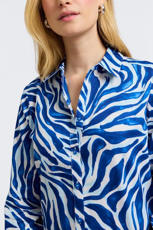 Foxcroft Zoey Tonal Zebra Long Sleeve Shirt