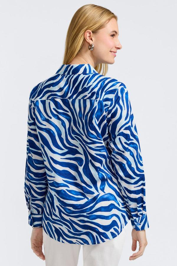 Foxcroft Zoey Tonal Zebra Long Sleeve Shirt