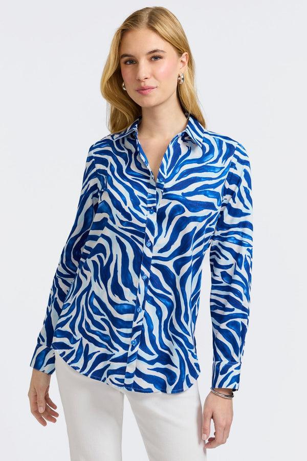 foxcroft Zoey Tonal Zebra Long Sleeve Shirt