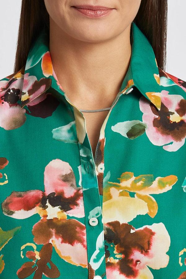 Foxcroft Zoey Watercolor Floral Long Sleeve Shirt