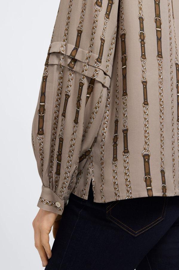 Foxcroft Frankie Chain Stripe Long Sleeve Popover Shirt