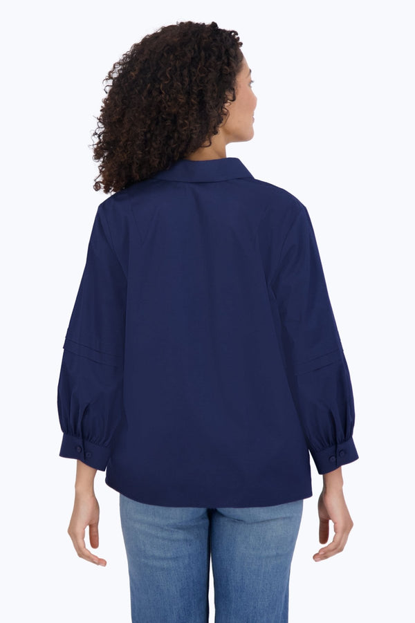 Foxcroft Frankie No Iron Stretch 3/4 Sleeve Popover Shirt