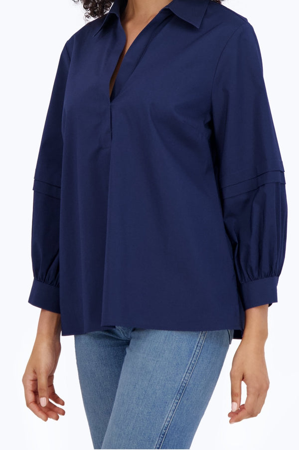 Foxcroft Frankie No Iron Stretch 3/4 Sleeve Popover Shirt