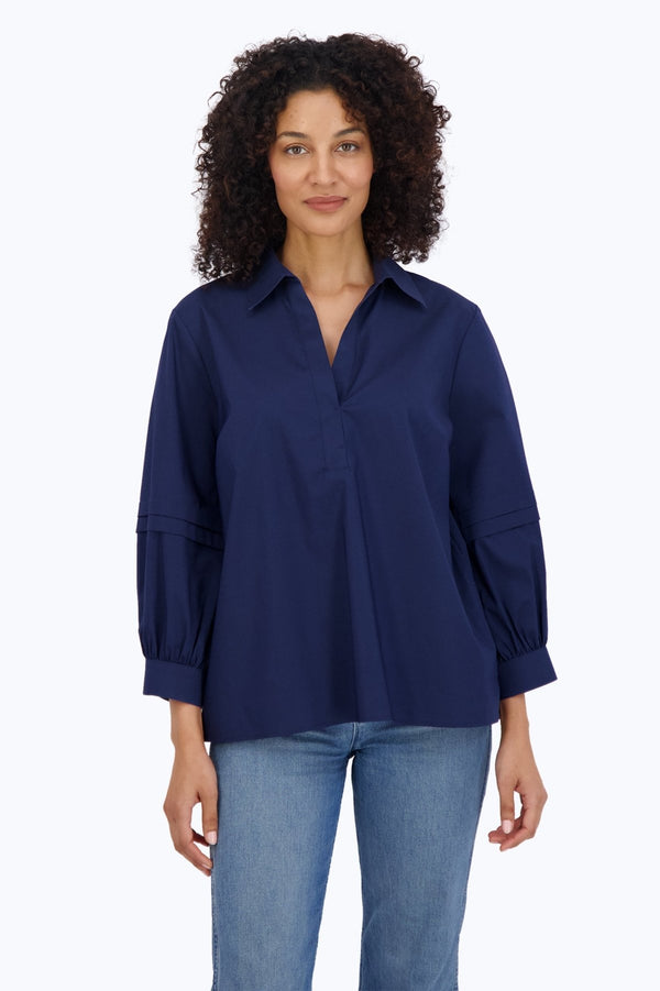 foxcroft Frankie No Iron Stretch 3/4 Sleeve Popover Shirt