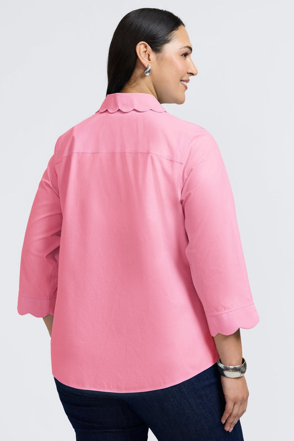 Foxcroft Gwen Plus No Iron Pinpoint 3/4 Sleeve Shirt