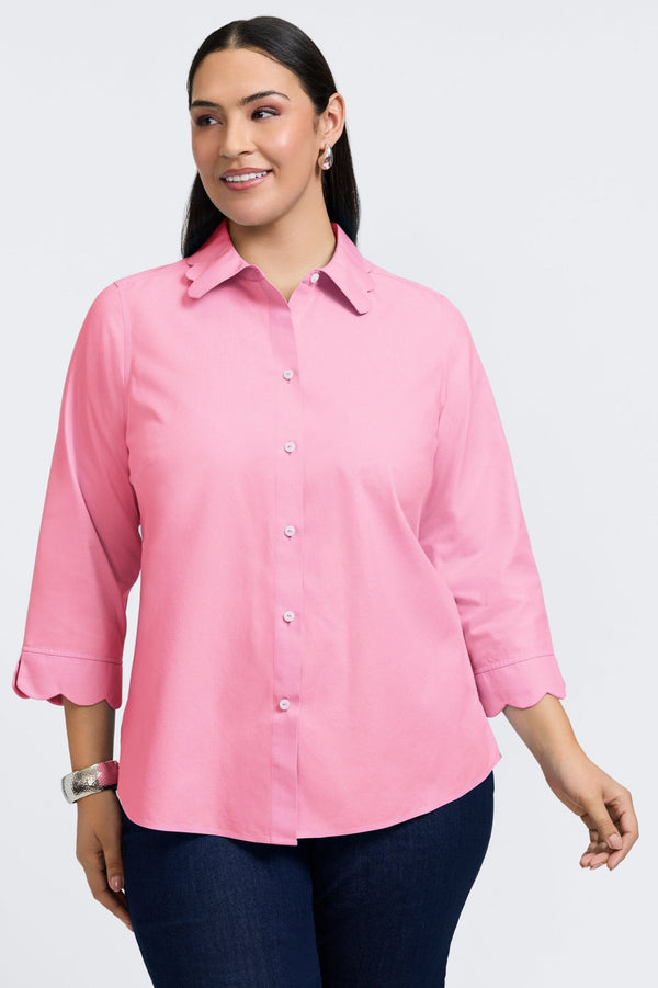 foxcroft Gwen Plus No Iron Pinpoint 3/4 Sleeve Shirt
