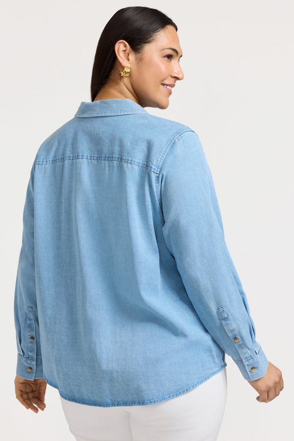 Foxcroft Hampton Plus Tencel® Denim Long Sleeve Shirt
