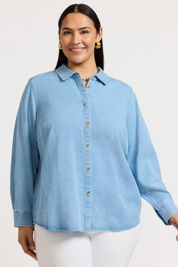foxcroft Hampton Plus Tencel® Denim Long Sleeve Shirt