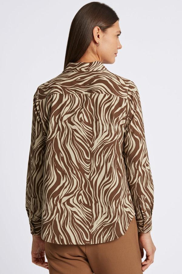 Foxcroft Haven Abstract Zebra Corduroy Long Sleeve Shirt
