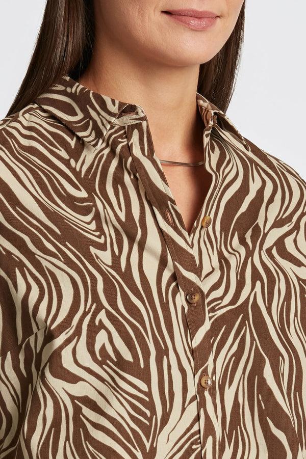 Foxcroft Haven Abstract Zebra Corduroy Long Sleeve Shirt