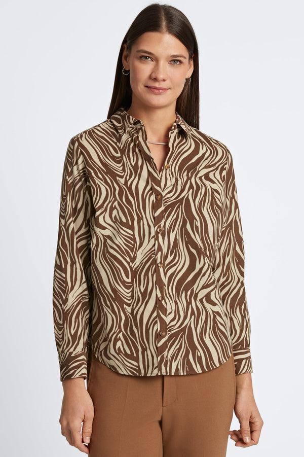 foxcroft Haven Abstract Zebra Corduroy Long Sleeve Shirt