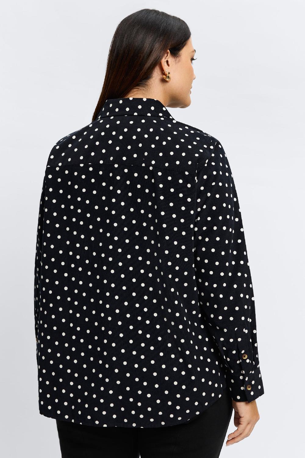 Foxcroft Haven Plus Polka Dot Corduroy Long Sleeve Shirt