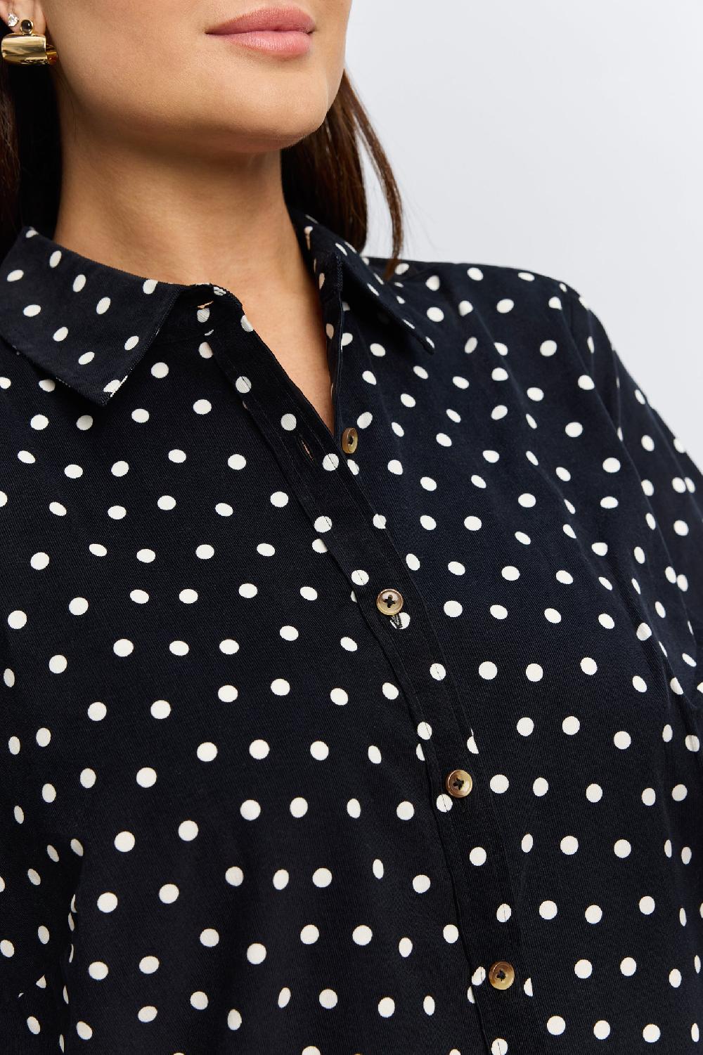 Foxcroft Haven Plus Polka Dot Corduroy Long Sleeve Shirt